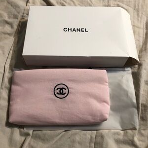 CHANEL Soft Pink Logo Pouch